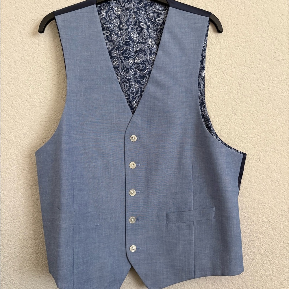 Men's Blue Vest with Paisley Lining